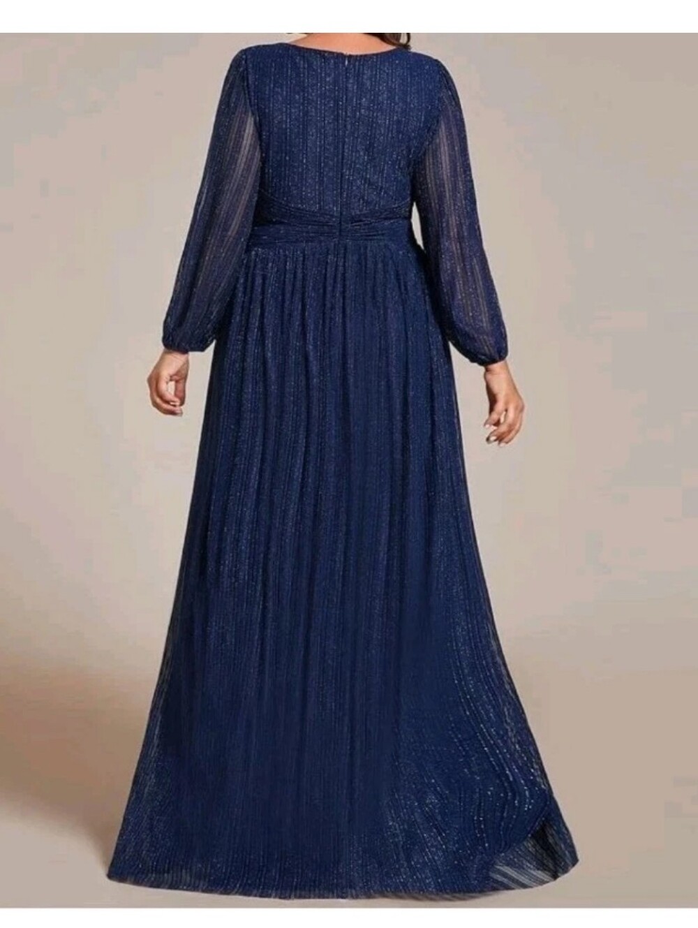 Ever-Pretty Women's Glitter Plus Size 18 Formal Dress Evening Gown Long Sleeves - Picture 2 of 16